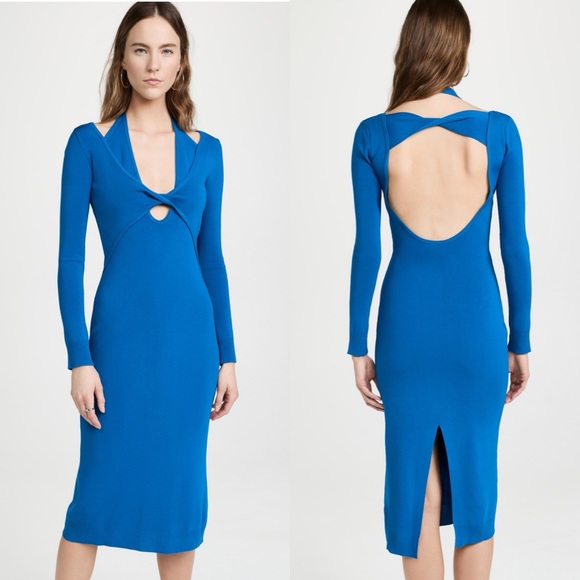 MONSE Dresses & Skirts - MONSE Royal Blue Long Sleeve Midi Dress with Open Back